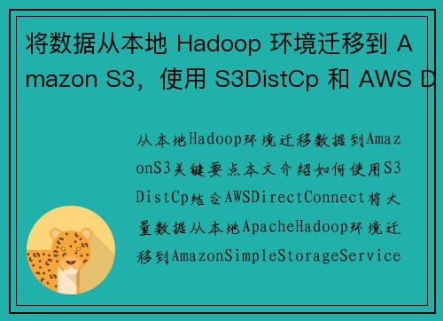 将数据从本地 Hadoop 环境迁移到 Amazon S3，使用 S3DistCp 和 AWS Di